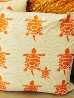Orange Turtle Print Pillow